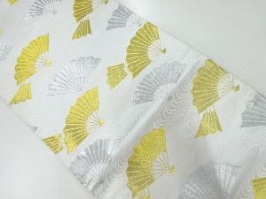 流水に扇模様織出し踊り用開き名古屋帯（額縁仕立て）